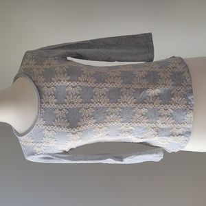 J. Crew 3/4 sleeve crochet tee